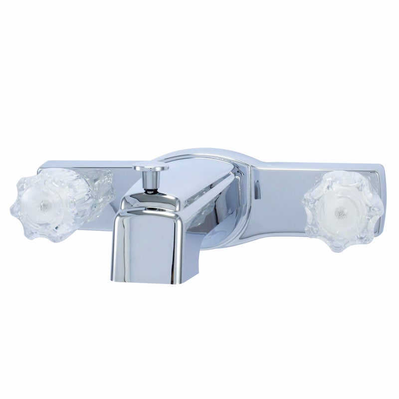 Wasserman Faucets Wasserman Offset Mobile Home Tub Faucet spout, 8 inch Tub Spout with Diverter, Double Handle Shower Faucet, Chrome, 3 Hole, Bathtub Faucet for Mobile Home, Trailer House, Campers, Motorhome - Image 1
